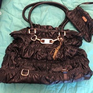 JM shoulder purse black leather with small bag